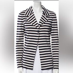 St. John Navy and White Striped Blazer